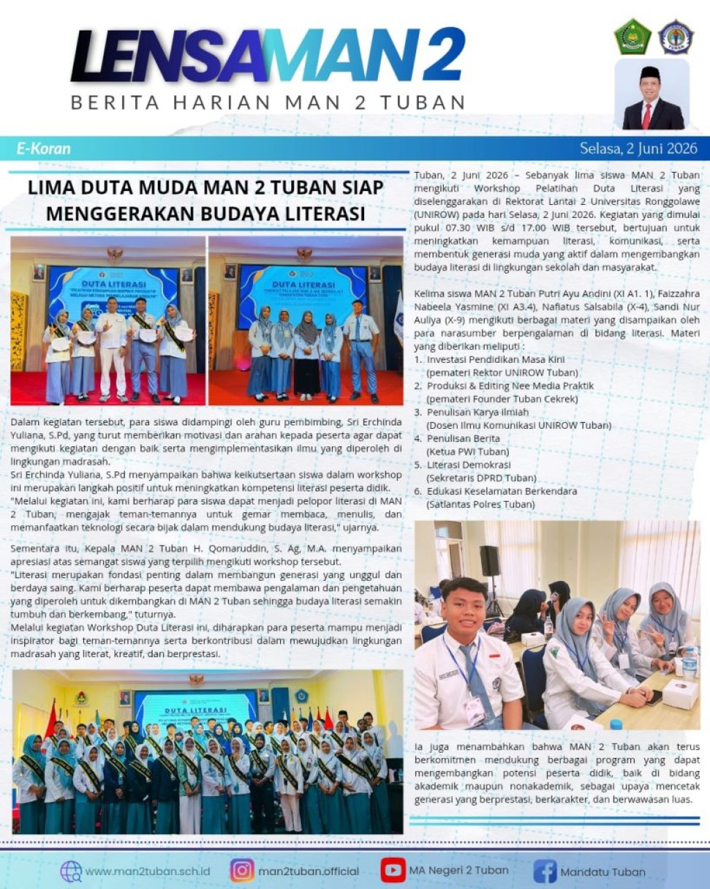 Lima Duta Muda MAN 2 Tuban Siap Menggerakan Budaya Literasi
