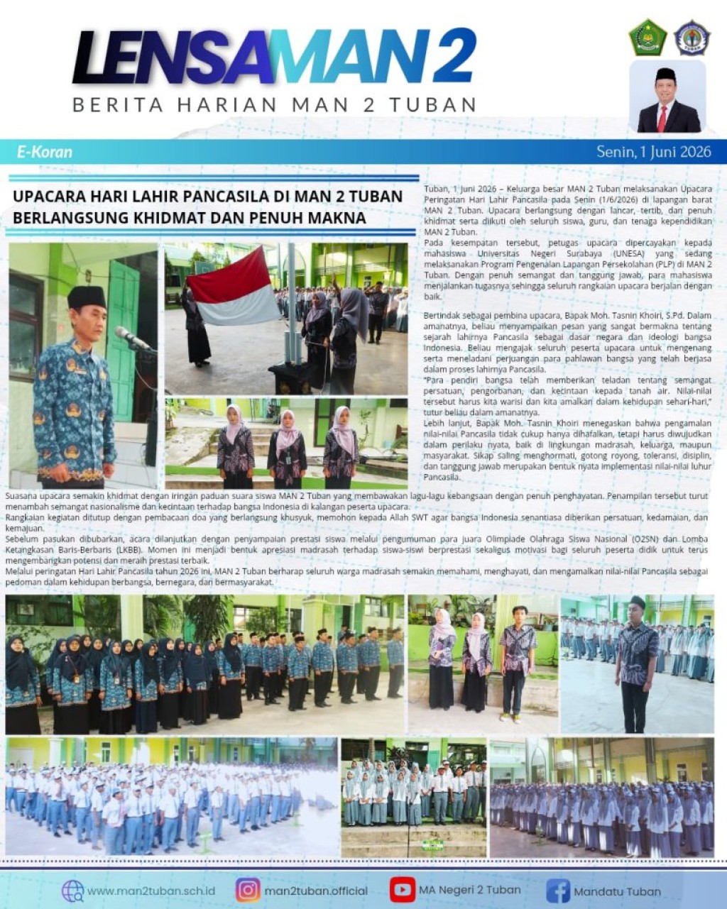 Upacara Hari Lahir Pancasila di MAN 2 Tuban Berlangsung Khidmat dan Penuh Makna