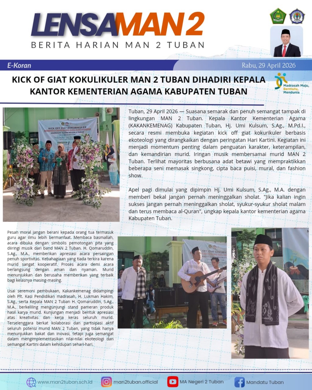 Kick Of Giat Kokurikuler MAN 2 Tuban Dihadiri Kepala Kantor Kemenag Tuban